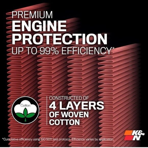 K&N High-Performance Engine Air Filter 33-2465, Washable, Lifetime Warranty! NEW - Picture 8 of 10